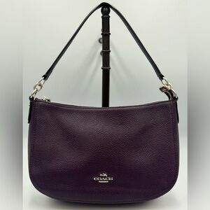 Coach Chelsea Dark Purple Pebbled Leather Shoulder Bag